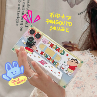 เคสโทรศัพท์มือถือ ซิลิโคนนิ่ม TPU ลายการ์ตูนชินโนสุเกะน่ารัก พร้อมขาตั้ง สําหรับ iPhone 14 Pro max case 13 Pro max 12 Pro max 14 Pro 13 Pro 12 Pro 11 12 13 14 case