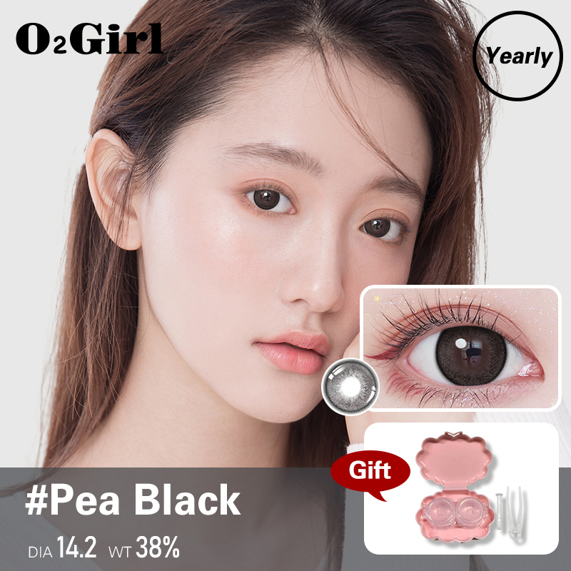 O2Girl คอนแทคเลนส์ Mini 2 ชิ้น 14.2 สีดำ มม. บิ๊กอายแว่นตาสายตาสั้นแต่งหน้าผลิตภัณฑ์ความงามเลนส์