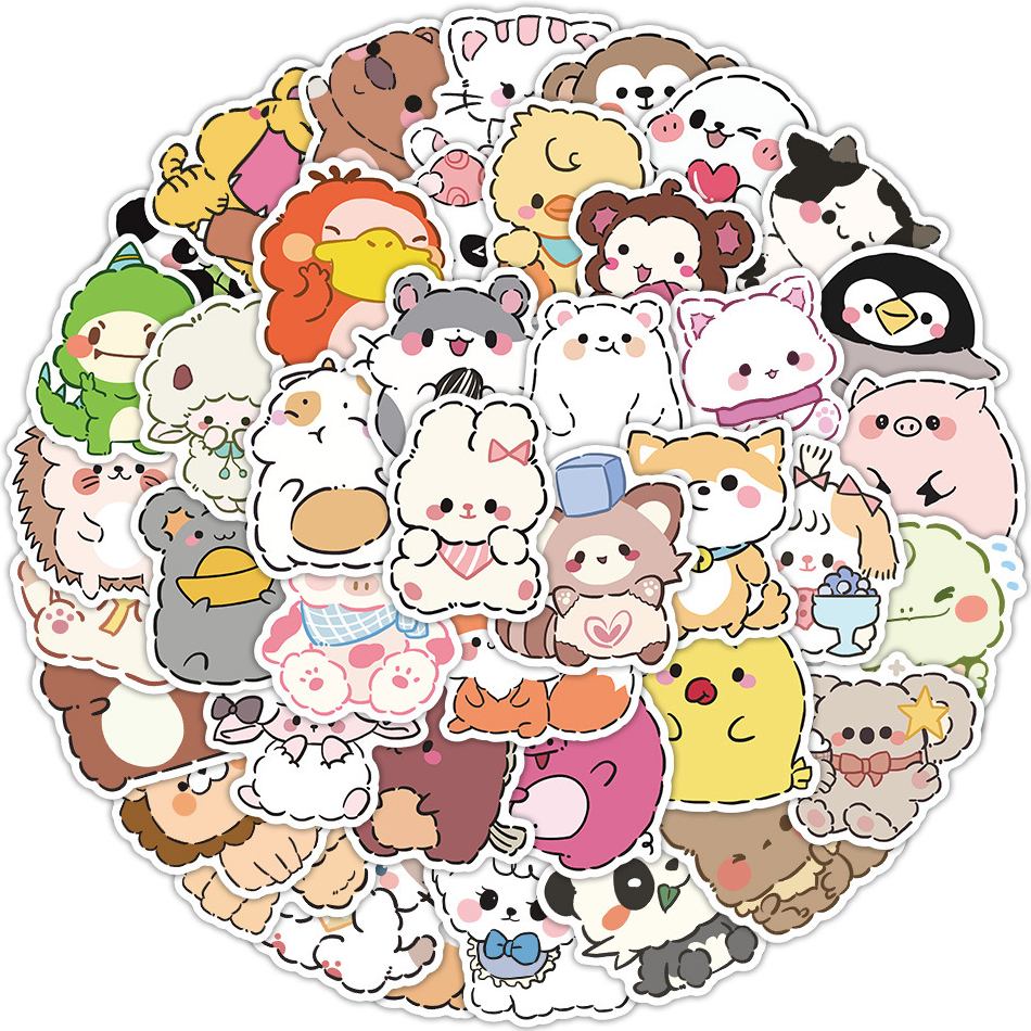 สติกเกอร์ ลายการ์ตูนสัตว์น่ารัก ขนาดเล็ก สําหรับติดตกแต่งโน้ตบุ๊ก ตู้เย็น แก้วน้ํา กีตาร์ 60 ชิ้น
