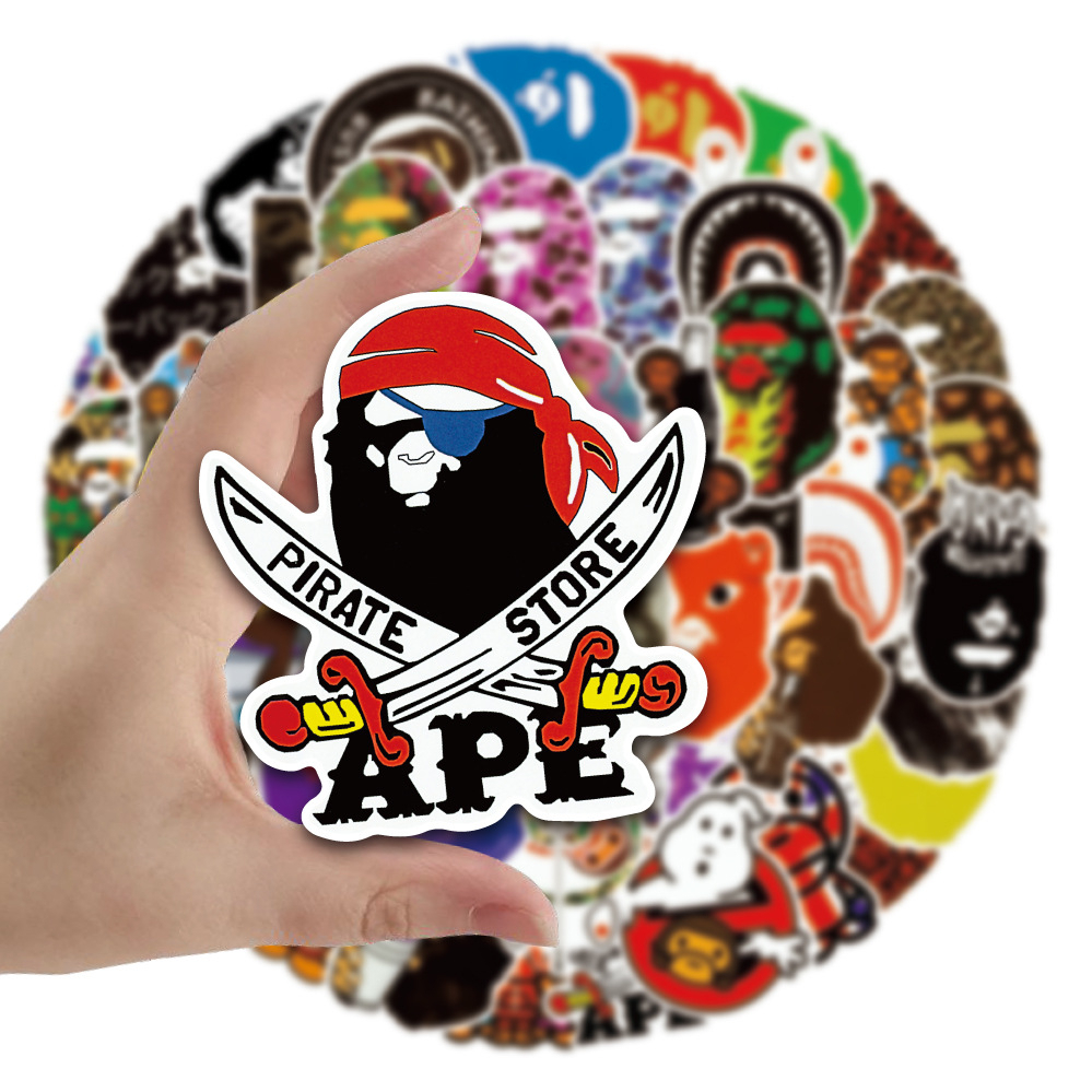 สติ๊กเกอร์ BAPE 50 ชิ้น - สติ๊กเกอร์ไวนิลยี่ห้อ A Bathing Ape สําหรับแล็ปท็อป หมวกกันน็อค และโน้ตบุ๊ก - รูปที่ 2