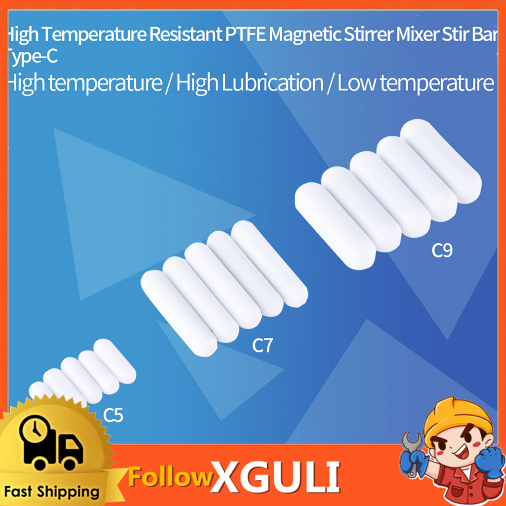 🌟แท่งแม่เหล็กกวนสาร PTFE สีขาว 5ชิ้น