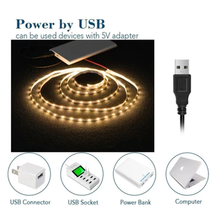 5V USB LED Strip Light 2835 60LEDs/m, Warm White/White Backlight สําหรับทีวี, Holiday Party & Home Decor Lighting