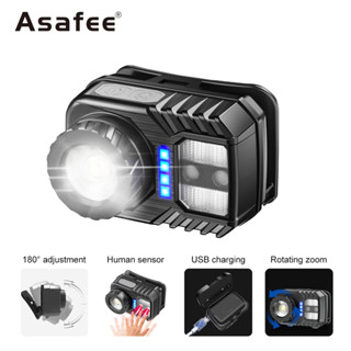 Asafee K120 ไฟหน้า LED มีประสิทธิภาพ ชาร์จ USB ไฟฉายเซ็นเซอร์การเคลื่อนไหว กลางคืน วิ่งกลางคืน ตกปลา ขี่จักรยาน ปีนเขา ตั้งแคมป์ กลางแจ้ง กลางคืน เดินป่า ไฟฉาย