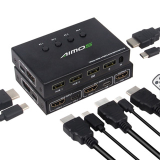 กล่องสวิตช์ฮับ HDMI USB KVM เข้า 4 ออก 1 รองรับเครื่องพิมพ์เมาส์ คีย์บอร์ด กล้องเว็บแคม