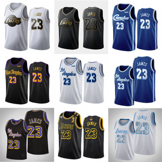 เสื้อกีฬาบาสเก็ตบอล ปักลาย LA Lakers No.23 Lebron James สไตล์เรโทร