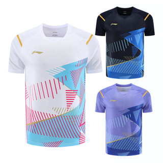 Li ning ใหม่ เสื้อกีฬาแขนสั้น ระบายอากาศ แห้งเร็ว สําหรับผู้ชายและผู้หญิง 2023