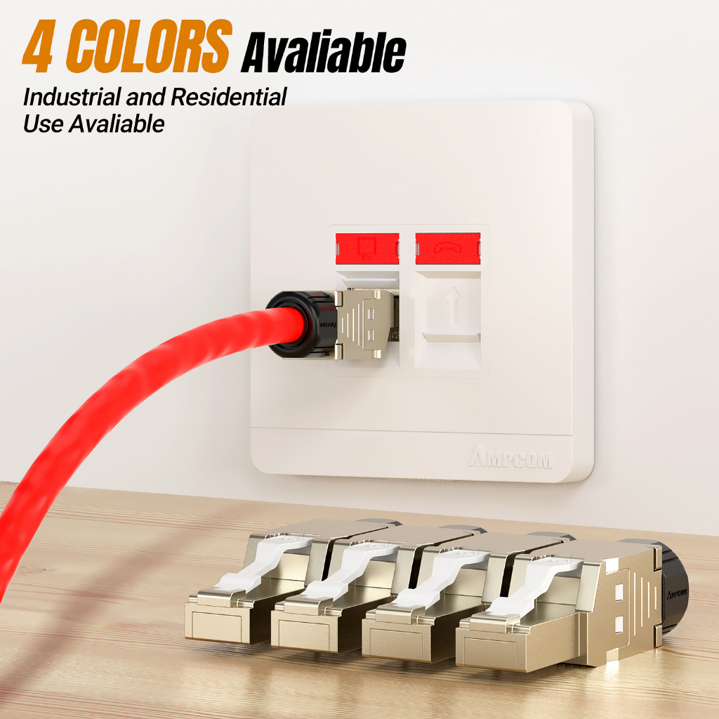 AMPCOM ตัวต่อ RJ45 ปลั๊กโมดูล, CAT8 CAT7A CAT7 CAT6A CAT6 STP ตัวต่อเครือข่าย ตัวต่อโมดูลที่ใช้งานได้โดยไม่ต้องใช้เครื่องมือ ปลั๊กอีเทอร์เน็ต ตัวต่อเครือข่ายอินเทอร์เน็ตที่ใช้งานได้โดยไม่ต้องใช้เครื่องมือ