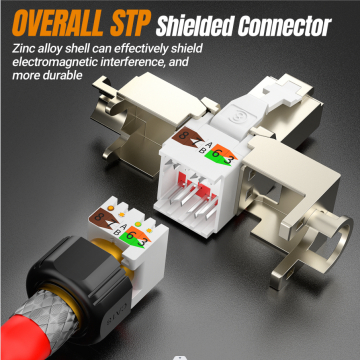 AMPCOM ตัวต่อ RJ45 ปลั๊กโมดูล, CAT8 CAT7A CAT7 CAT6A CAT6 STP ตัวต่อเครือข่าย ตัวต่อโมดูลที่ใช้งานได้โดยไม่ต้องใช้เครื่องมือ ปลั๊กอีเทอร์เน็ต ตัวต่อเครือข่ายอินเทอร์เน็ตที่ใช้งานได้โดยไม่ต้องใช้เครื่องมือ