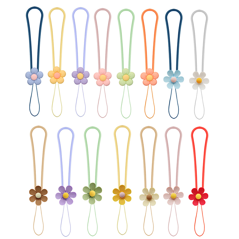 สายคล้องข้อมือซิลิโคน ลายดอกไม้ กันตก สีแคนดี้ แบบสากล สําหรับห้อยโทรศัพท์มือถือ