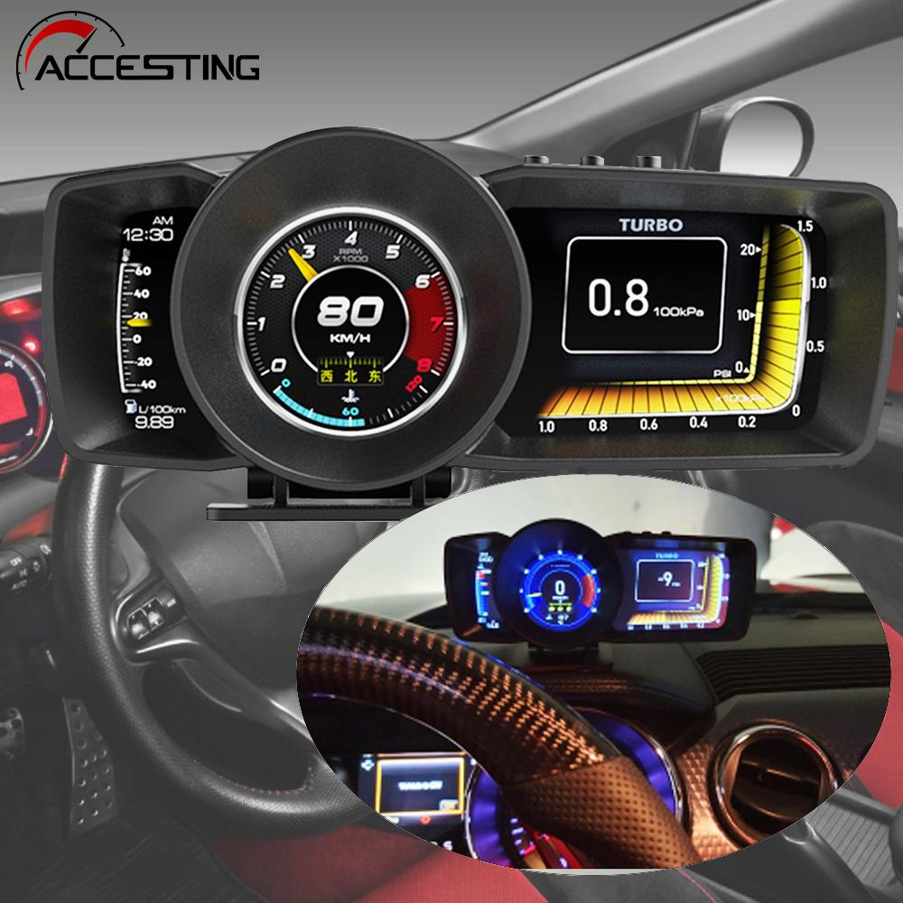 เครื่องวัดความเร็วรถยนต์ A600 OBD2 HUD พร้อม OBD2 และ GPS ระบบดิจิทัล หน้าจอ LCD GPS สําหรับรถยนต์