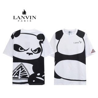 5562 LANVIN gally dept panda เสื้อยืดโปโล แฟชั่นสําหรับผู้ชาย ผู้หญิง