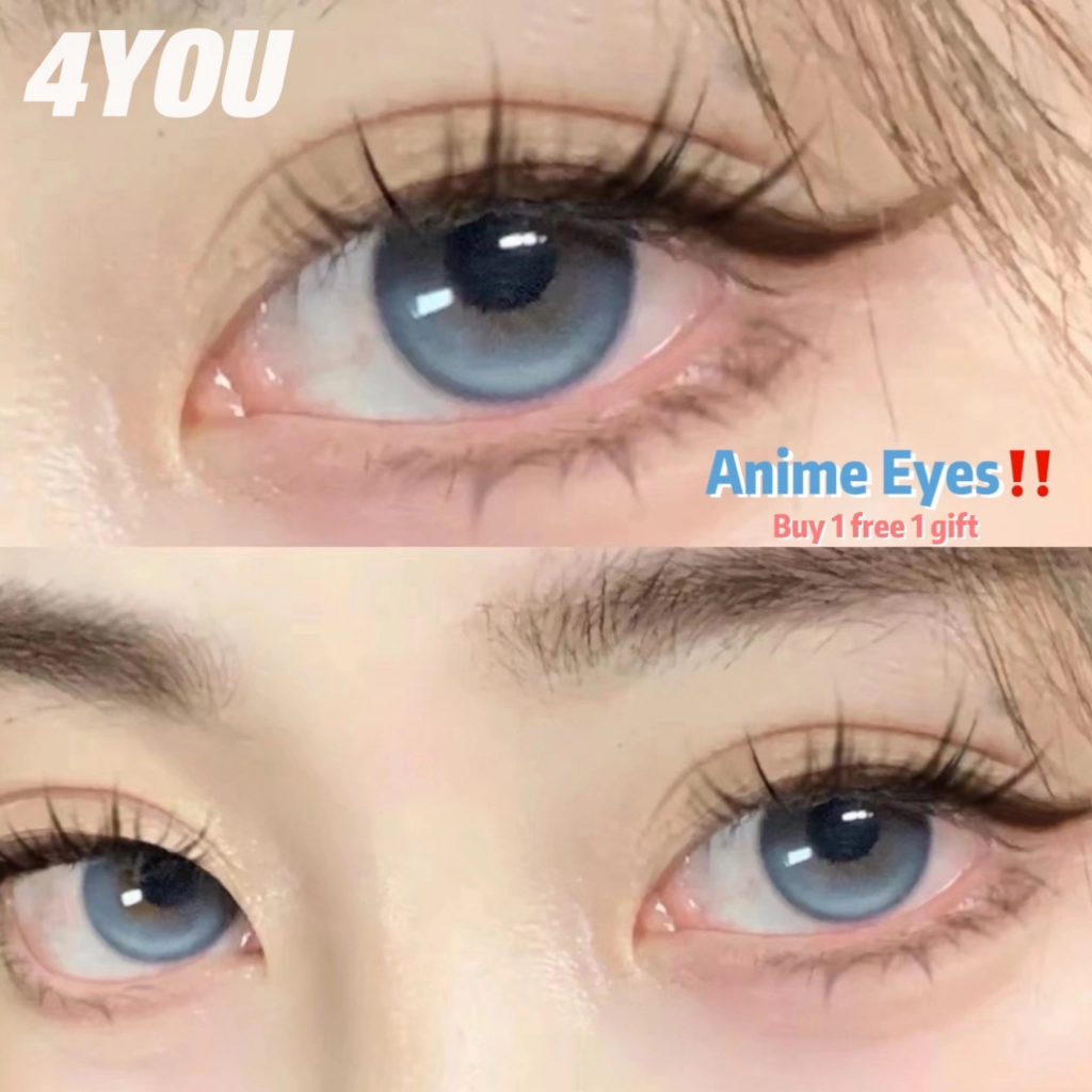 (COD&2 ชิ้น) คอนแทคเลนส์อนิเมะ เลนส์สีน้ําเงิน เลนส์นุ่มธรรมชาติ พร้อมเคส ใช้งานรายปี 14.0 มม.