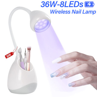 เครื่องเป่าเล็บ โคมไฟเล็บเจล เครื่องอบเล็บเจล แบบแห้งเร็ว ขนาดเล็ก 360 องศา° ที่เก็บปากกา หมุนได้ สําหรับร้านทําเล็บ DIY