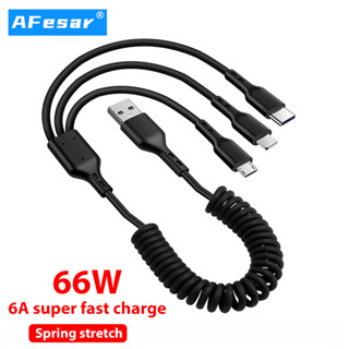 3 in 1 66W 6A สายชาร์จ USB Type C 3A Micro USB สําหรับ iPhone Samsung