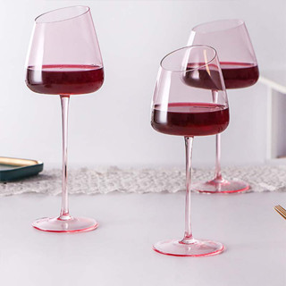 [Homyl1] แว่นตาเป่ามือ ก้านยาว แบบใส สีชมพู สําหรับใช้ในชีวิตประจําวัน  Red Wine Glass wineglass Goblet