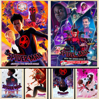 สติกเกอร์โปสเตอร์ Marvel Superhero Series Across The Spider-Verse ขนาด 42x30 ซม. สไตล์เรโทร สําหรับตกแต่งผนังบ้าน คาเฟ่ บาร์