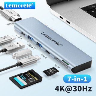 Lemorele ปรับปรุงการเชื่อมต่อของ MacBook ของคุณด้วยอลูมิเนียม 7-2 USB C Hub 3.0 USB-C Port SD/TF Card Reader และ Docking Station สำหรับ MacBook Pro/Air M1