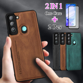 2 IN 1 สําหรับ Tecno Pop 5 LTE เคสโทรศัพท์ TPU นิ่ม เคสกันกระแทก พร้อมกระจกนิรภัย เซรามิค ป้องกันหน้าจอ ฟิล์มโค้ง เซรามิค