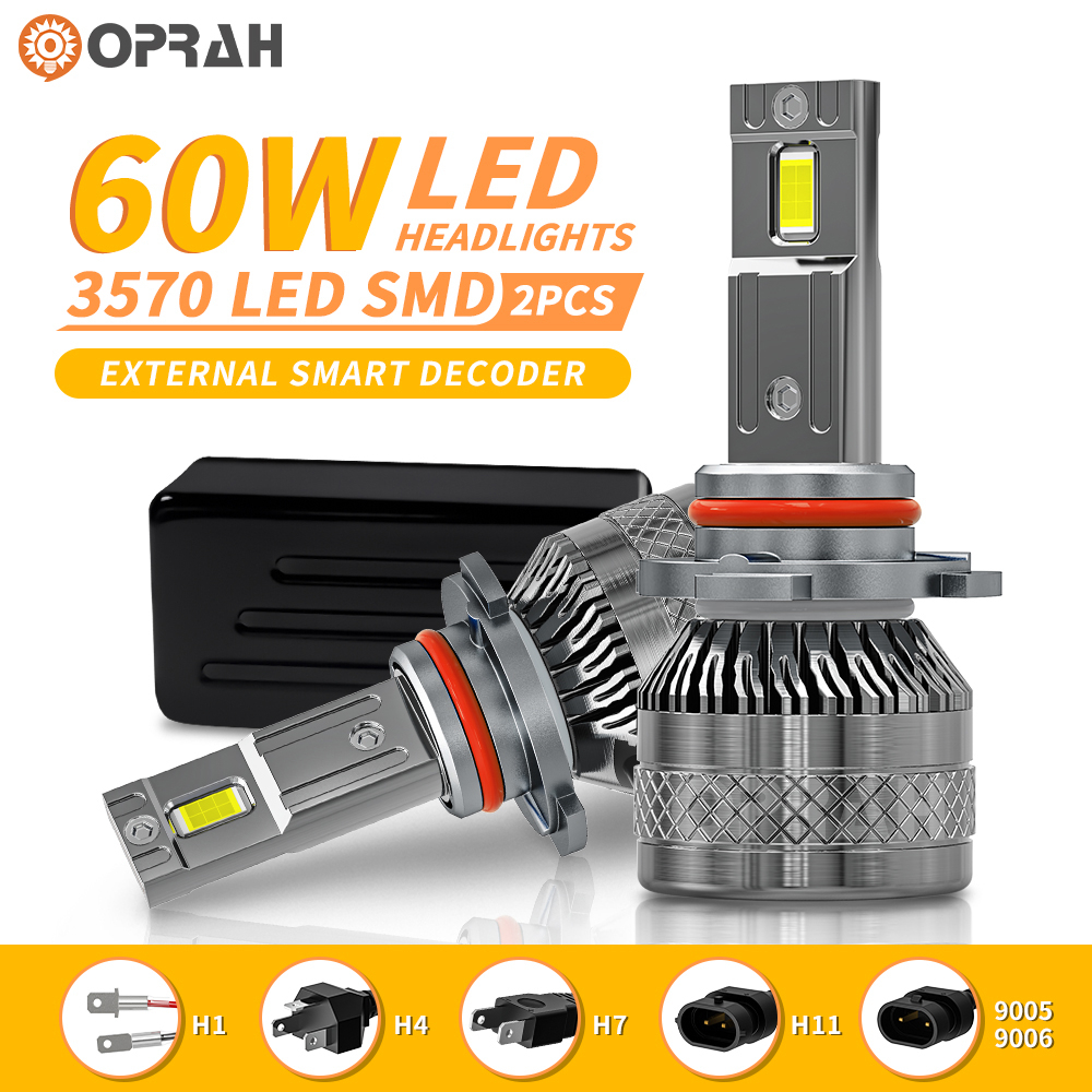 [พร้อมส่ง] หลอดไฟหน้ารถยนต์ สปอตไลท์ สูง ต่ํา S100 60W H4 LED 3570 H1 H7 H8 H11 HB3 9005 HB4 9006 2 