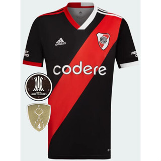 เสื้อกีฬาแขนสั้น ลายทีมชาติฟุตบอล CARRASCAL 23 24 RIVER PLATE THIRD BLACK Anniversary Camiseta PEREZ ROMERO DE LA CRUZ 2023 2024 AWAY ชุดเหย้า พร้อมแพทช์