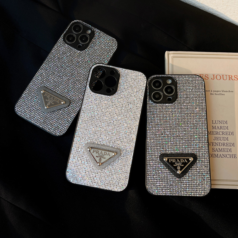 Bling Diamond ยี่ห้อกล้องสําหรับ iPhone 15 11 12 13 14 Pro Max X XR XS Max 7 8 14 Plus ปลอกหรูหรา Glitter เลื่อมกันกระแทกฝาหลัง