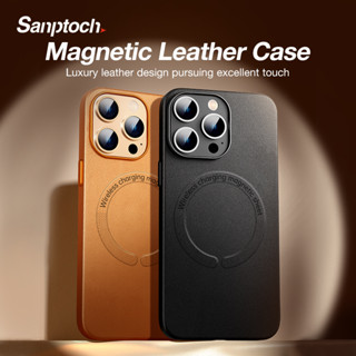 Sanptoch เคสโทรศัพท์มือถือหนังแข็ง บาง กันกระแทก แม่เหล็ก หรูหรา สําหรับ iPhone 14 13 12 Pro 14 Plus