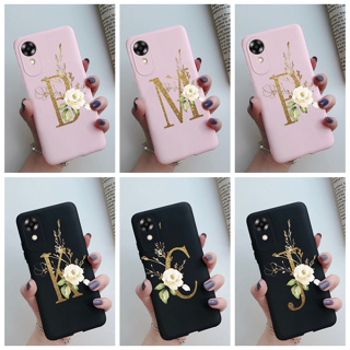 เคสโทรศัพท์มือถือ ซิลิโคนนิ่ม ผิวด้าน ลายตัวอักษร Initial แฟชั่น สําหรับ OPPO A17K A17K A 17 K CPH2471