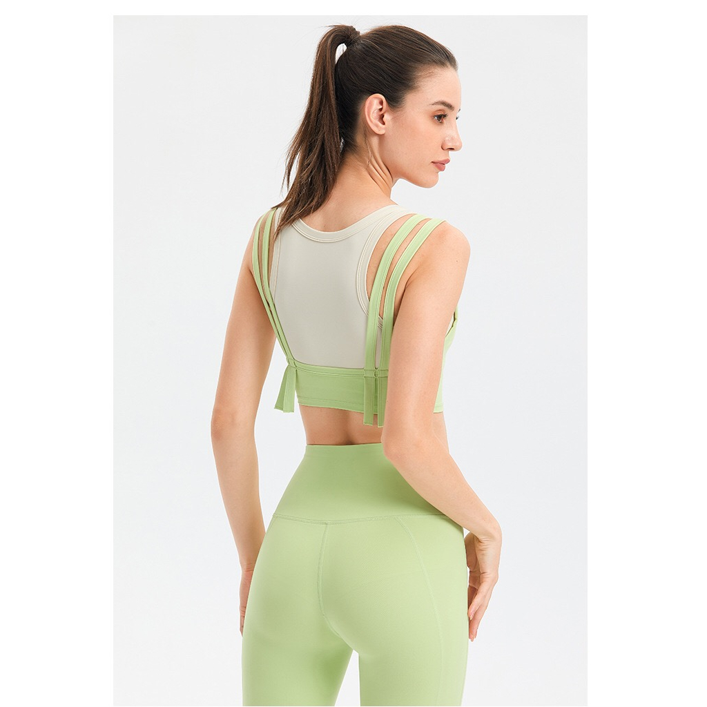 ชุดโยคะ แห้งเร็ว ยืด ปลอม สองชิ้น ชุดชั้นในกีฬา + กางเกง เอวสูง เทรนนิ่ง วิ่ง ชุดชั้นใน ฤดูร้อน 2 ชิ้น - รูปที่ 2