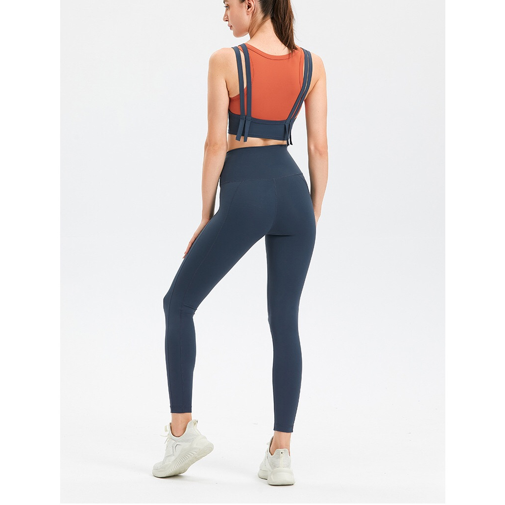 ชุดโยคะ แห้งเร็ว ยืด ปลอม สองชิ้น ชุดชั้นในกีฬา + กางเกง เอวสูง เทรนนิ่ง วิ่ง ชุดชั้นใน ฤดูร้อน 2 ชิ้น