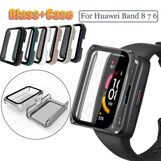 เคสฟิล์มกระจกนิรภัย PC ขอบแข็ง ป้องกันหน้าจอ สําหรับ Huawei Band 8 7 6 Pro Honor Band 6