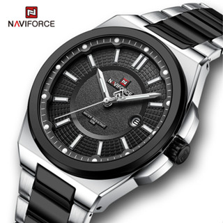 Naviforce 9212 นาฬิกาข้อมือ สายสแตนเลส สีดํา สไตล์นักธุรกิจ แฟชั่นสําหรับผู้ชาย