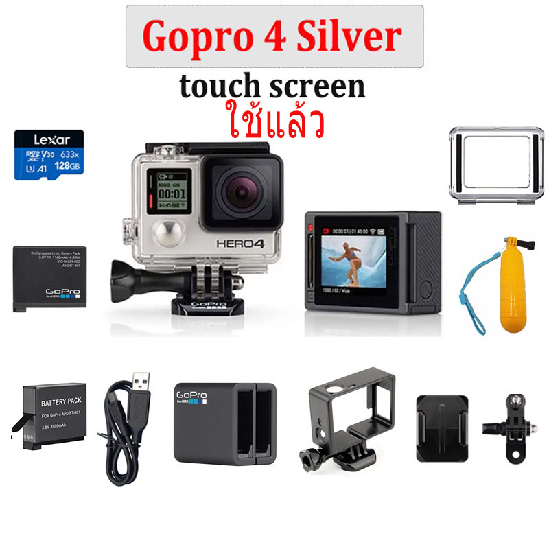 สำหรับ มือสอง  กล้องแอคชั่น Gopro HERO 4 Silver สําหรับ Vlog  4K Gopro 4 Black 3