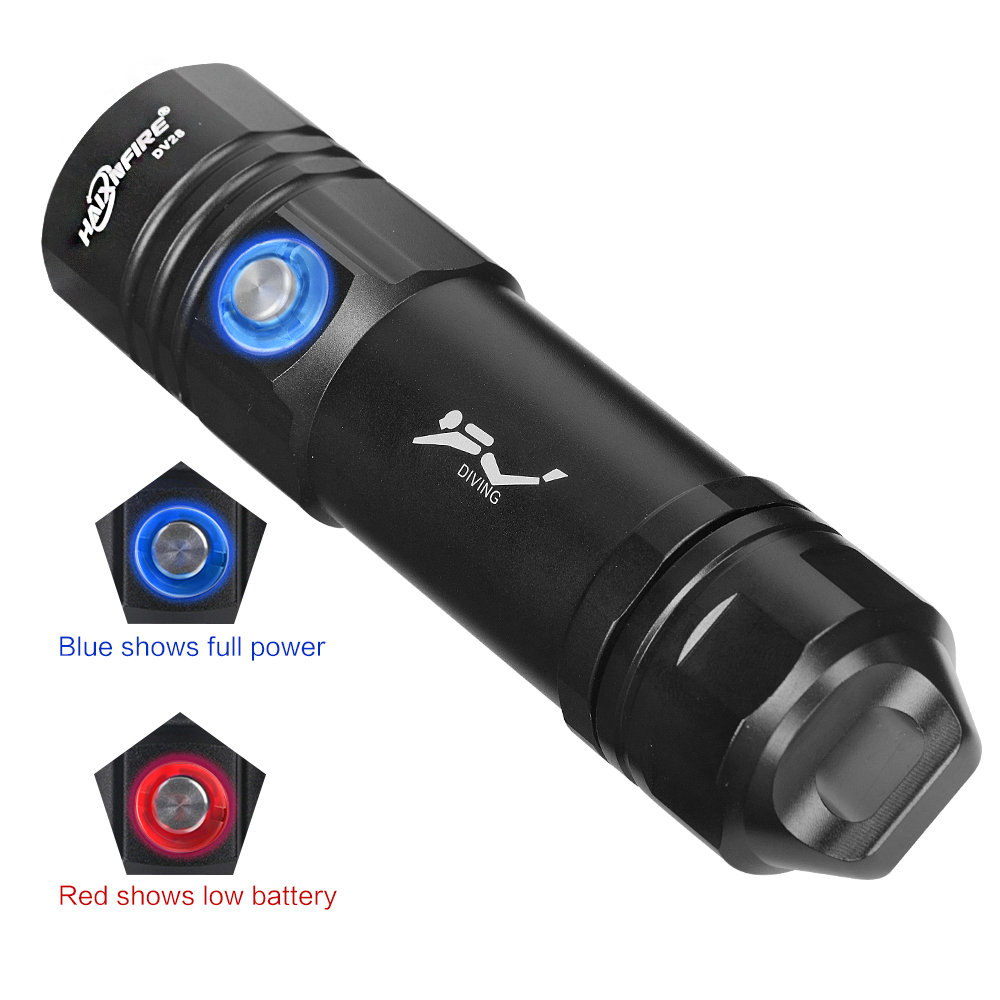 ไฟฉายดำน้ำระดับมืออาชีพ HaixnFire DV28 IPX8 ไฟฉาย LED กันน้ำที่สว่างมาก ไฟฉายกันน้ำแบบอะลูมิเนียมอัลลอยด์ ไฟฉายส่องสว่างสูง - รูปที่ 3