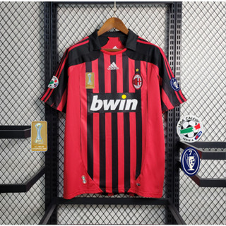 เสื้อกีฬาแขนสั้น ลายทีมเหย้า AC Milan 07/08 ไซซ์ S-2XL