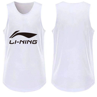 LI NING เสื้อกีฬาแบดมินตัน แขนกุด แบบแห้งเร็ว สําหรับผู้ชาย และผู้หญิง