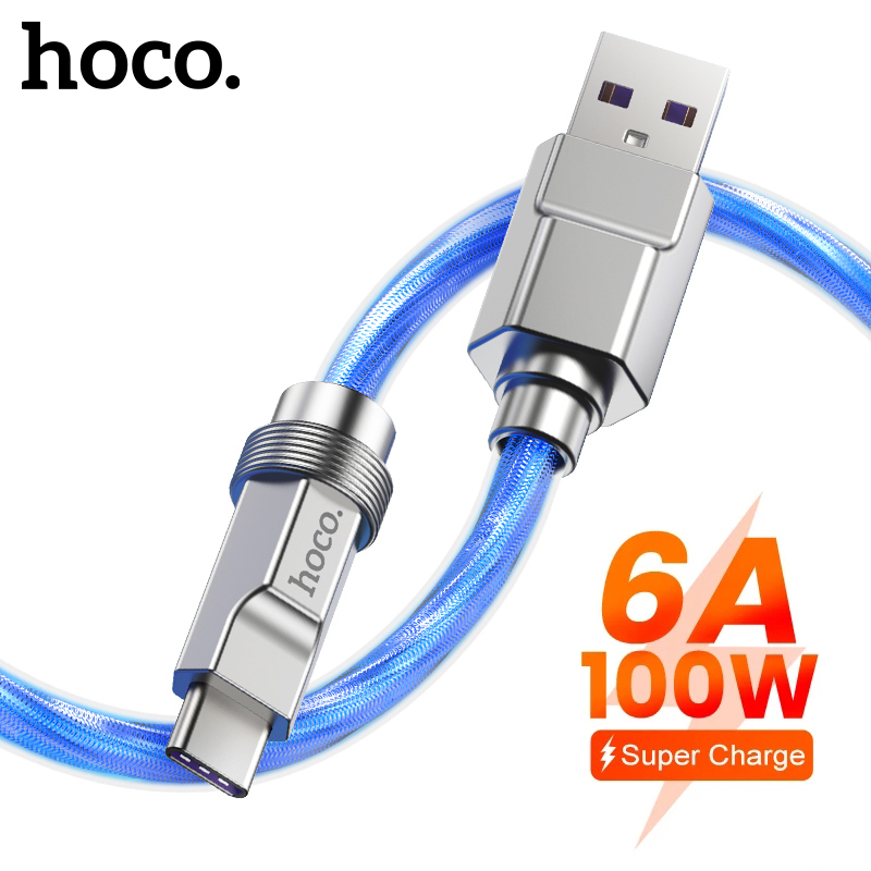 Hoco U113 สายชาร์จ USB A เป็น USB C 100W สําหรับ Samsung S10 S20 oppo Reno8 T vivo Y22s 6A 4.0 PD