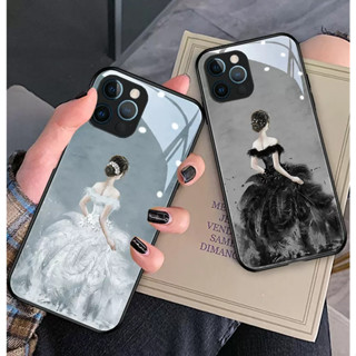 เคสโทรศัพท์มือถือแบบแก้ว ลายหงส์สีขาว หรูหรา สําหรับ Phone 13 14 pro max 12 mini 8 plus 7 6 6s 11 12 13 mini XR XS max
