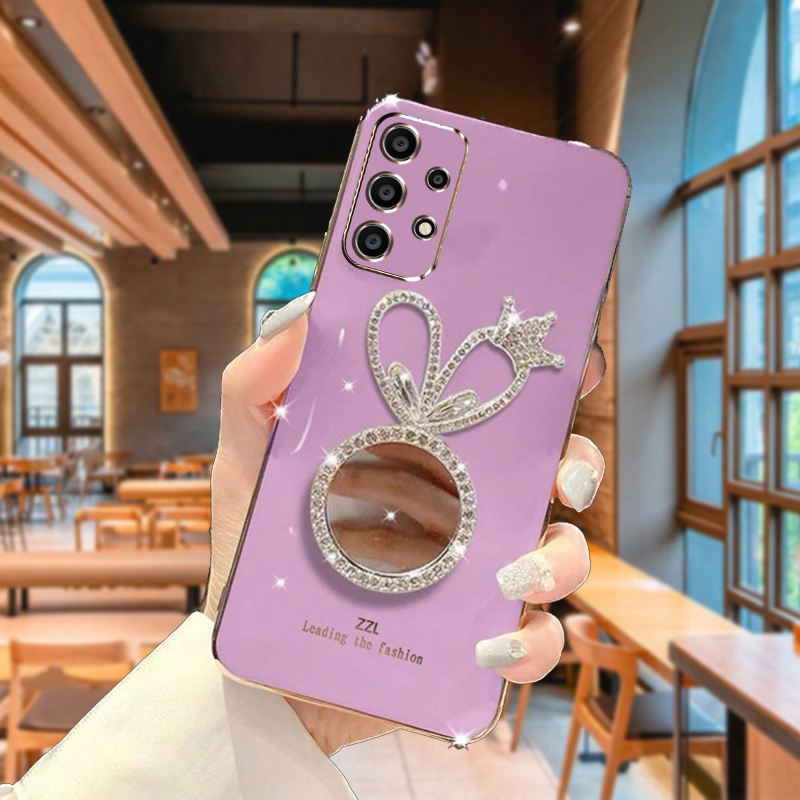 เคส Samsung A16 A06 A33 A23 A32 A42 5G A51เคสโทรศัพท์มือถือ ลายหูกระต่าย พร้อมกระจกแต่งหน้า สําหรับ