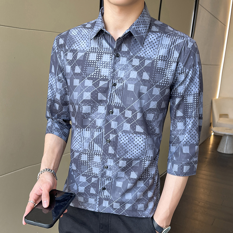 เสื้อเชิ้ตแขนยาวลําลอง เข้ารูป ลายสก๊อต สีน้ําเงินเข้ม สีเทาเข้ม สไตล์นักธุรกิจ สําหรับผู้ชาย ไซซ์ M - 5 Xl