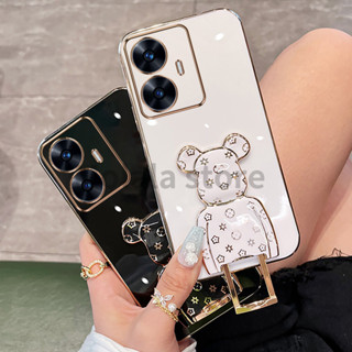 เคสโทรศัพท์มือถือ ซิลิโคนนุ่ม พร้อมที่ตั้งวาง พับได้ สําหรับ Realme C55 4G C53 C55 C33 C30s C35 C30