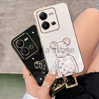 เคสโทรศัพท์มือถือ ซิลิโคนนิ่ม พร้อมตัวยึดดึง หรูหรา สําหรับ Vivo Y22 Y22s Y16 Y35 Y02s Y02 V25 V25E Y76 V25 Pro