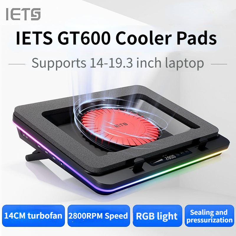 IETS GT600 พัดลมเทอร์โบทรงพลัง RGB แล็ปท็อป cooling Pad แล็ปท็อปสําหรับเล่นเกม cooling สําหรับ 14-19