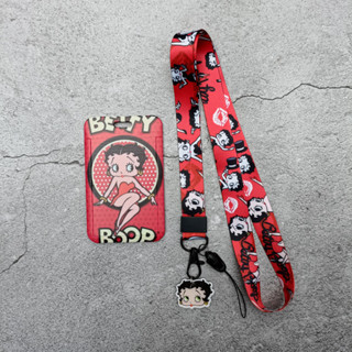 Betty Boop เคสใส่บัตรประชาชน โฟโต้การ์ด พับเก็บได้ พร้อมสายคล้อง