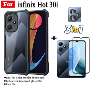 3in1 เคสโทรศัพท์มือถือ กันตก ฟิล์มกระจกนิรภัย ฟิล์มเลนส์ สําหรับ infinix Hot 30i Hot 30i 30i