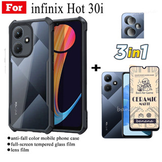 3 in 1 เคสโทรศัพท์ กันกระแทก สําหรับ infinix hot 30i ฟิล์มฝ้าเซรามิค + ฟิล์มเลนส์กล้อง