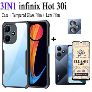 3 in 1 เคสโทรศัพท์มือถือเซรามิค กันกระแทก พร้อมฟิล์มเลนส์กล้อง สําหรับ infinix Hot 30i Hot30i 20s 20i 20 play