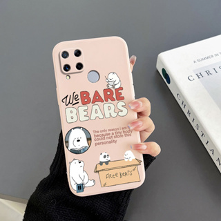 เคสโทรศัพท์มือถือ Tpu ขอบตรง ลายหมี สําหรับ realme C15 realme C12 realme C25 realme C25S realme 7i realme C17