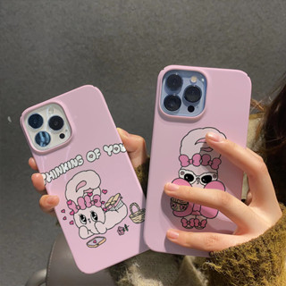 เคสโทรศัพท์มือถือแบบแข็ง ลายกระต่าย สีชมพู สําหรับ iphone11 12 13 14 promax x xs xr i7 i8