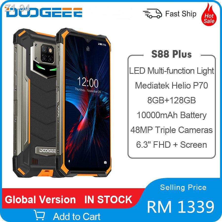 DOOGEE S88 Plus สมาร์ทโฟนที่ทนทาน 48MP กล้องหลัก 8GB RAM 128GB ROM IP68/IP69K สมาร์ทโฟน Android 10 O