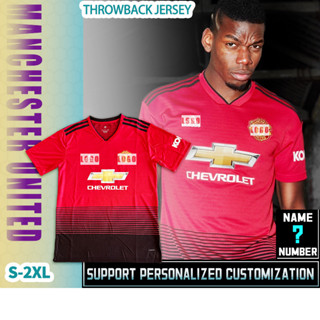 เสื้อยืดแขนสั้น พิมพ์ลาย Manchester United Home 18 19 [รุ่นพัด] สําหรับผู้ชาย ไซซ์ S-2XL